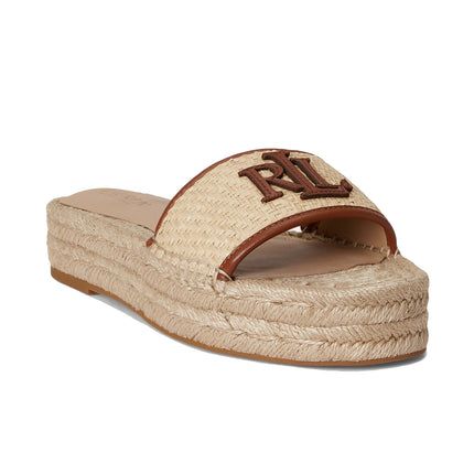 Polo Ralph Lauren Women's Polly Leather-Trim Raffia Espadrille Natural/Lauren Tan