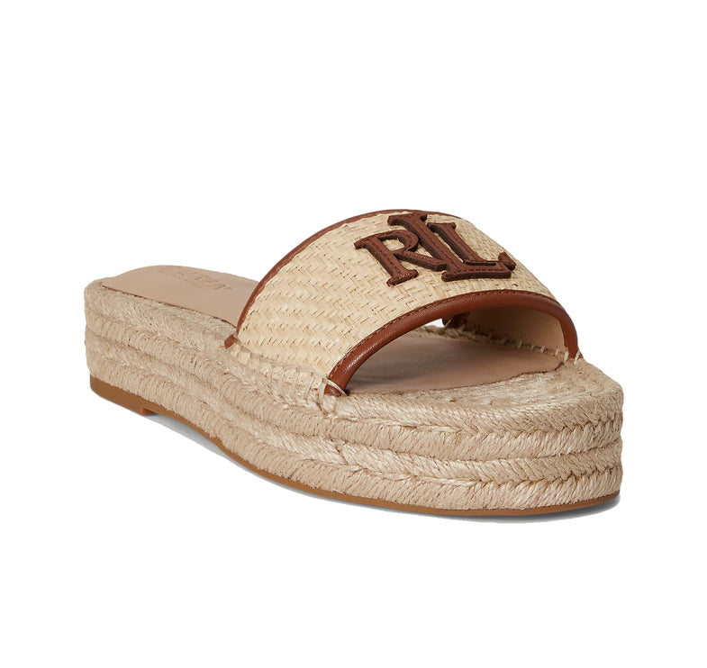 Polo Ralph Lauren Women's Polly Leather-Trim Raffia Espadrille Natural/Lauren Tan