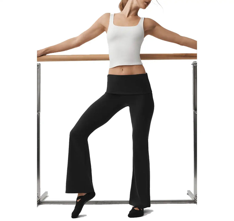 alo Women's ALO Softsculpt 7/8 Foldover Flare Legging Black