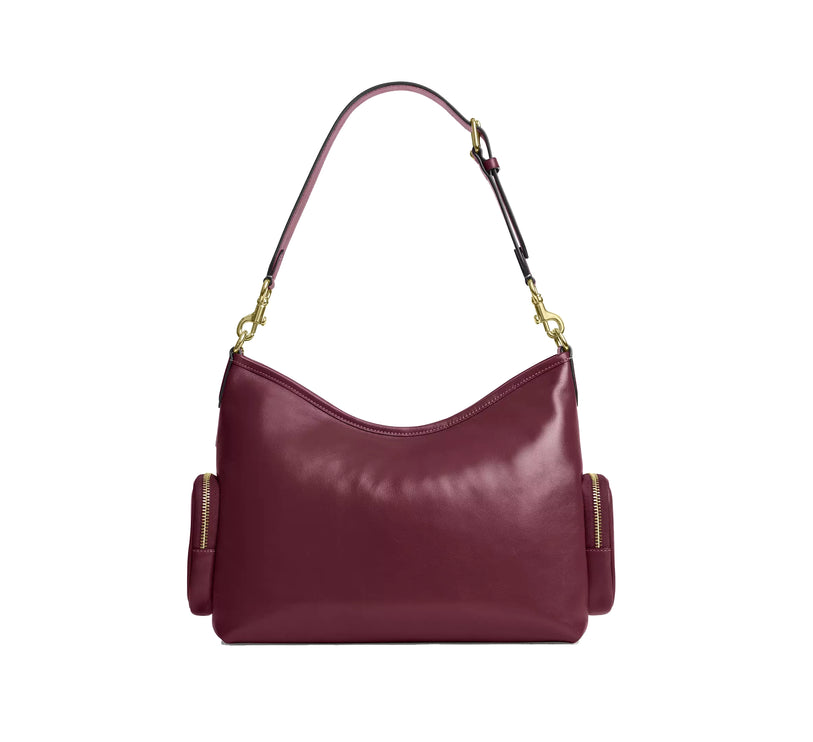 Coach Women's Laurel Shoulder Bag With Pockets Gold/Dark Cherry