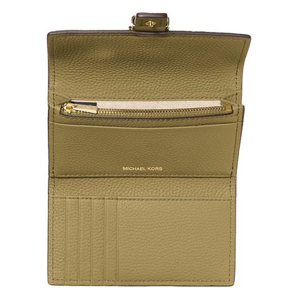 Michael Kors Women's Nolita Medium Pebbled Leather Tri-Fold Wallet Pistachio
