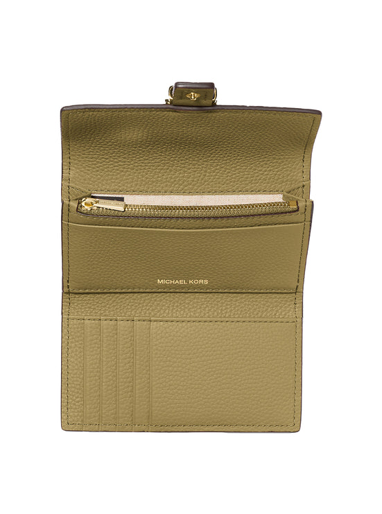 Michael Kors Women's Nolita Medium Pebbled Leather Tri-Fold Wallet Pistachio