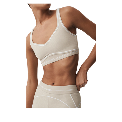 alo Women's Alosoft Heart Throb Bra Oatmeal Heather/White