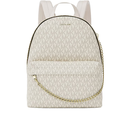 Michael Kors Women's Slater Large Signature Logo Backpack Light Cream Multi/Gold