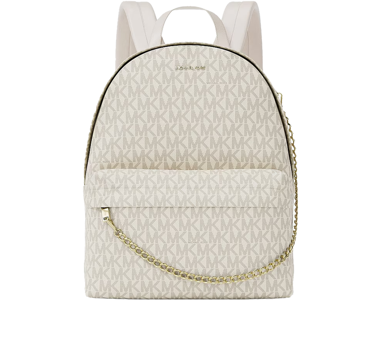 Michael Kors Women's Slater Large Signature Logo Backpack Light Cream Multi/Gold
