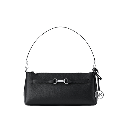 Michael Kors Women's Carson Small Pebbled Leather Convertible Crossbody Bag Black/Silver