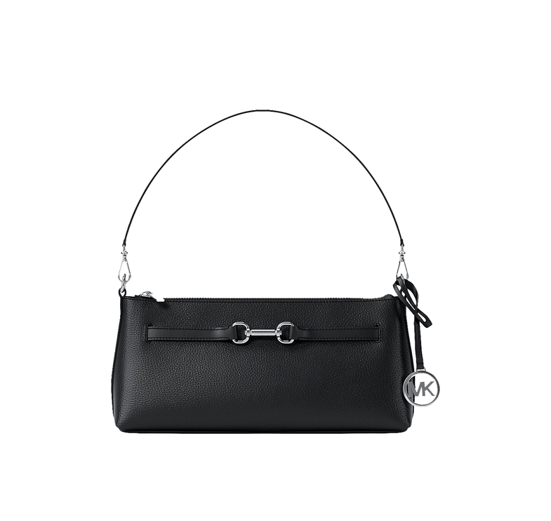 Michael Kors Women's Carson Small Pebbled Leather Convertible Crossbody Bag Black/Silver