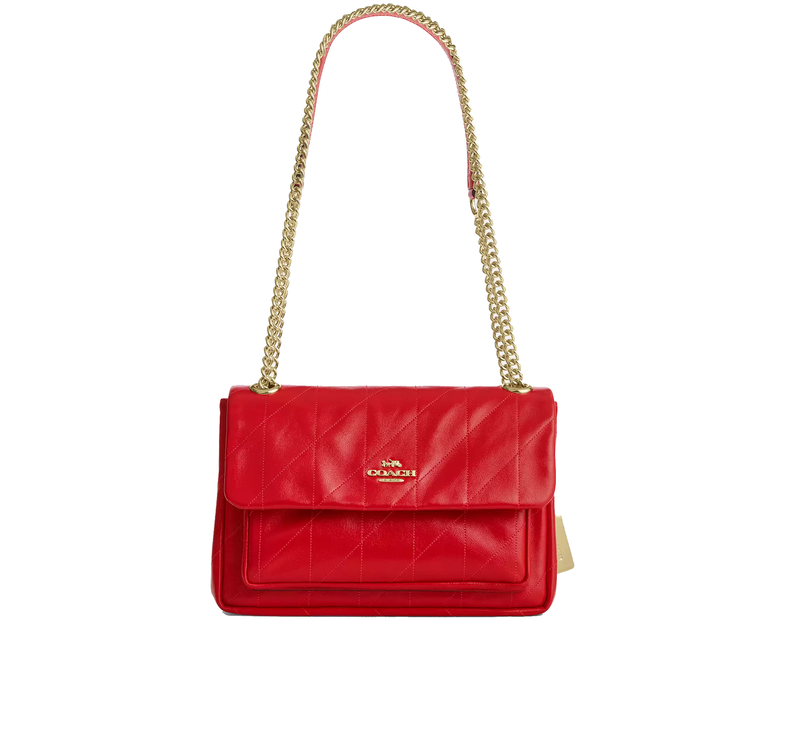 Coach Women's Elodie Crossbody Bag 24 With Quilting Gold/Candy Apple
