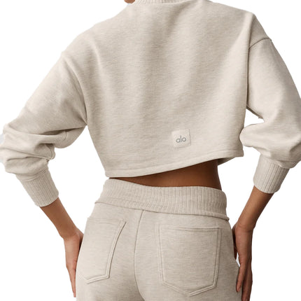 alo Women's Cropped Serenity Coverup Oatmeal Heather