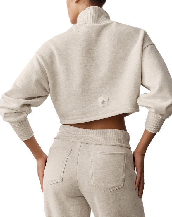 alo Women's Cropped Serenity Coverup Oatmeal Heather