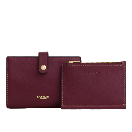 Coach Women's 2-In-1 Wallet Gold/Dark Cherry