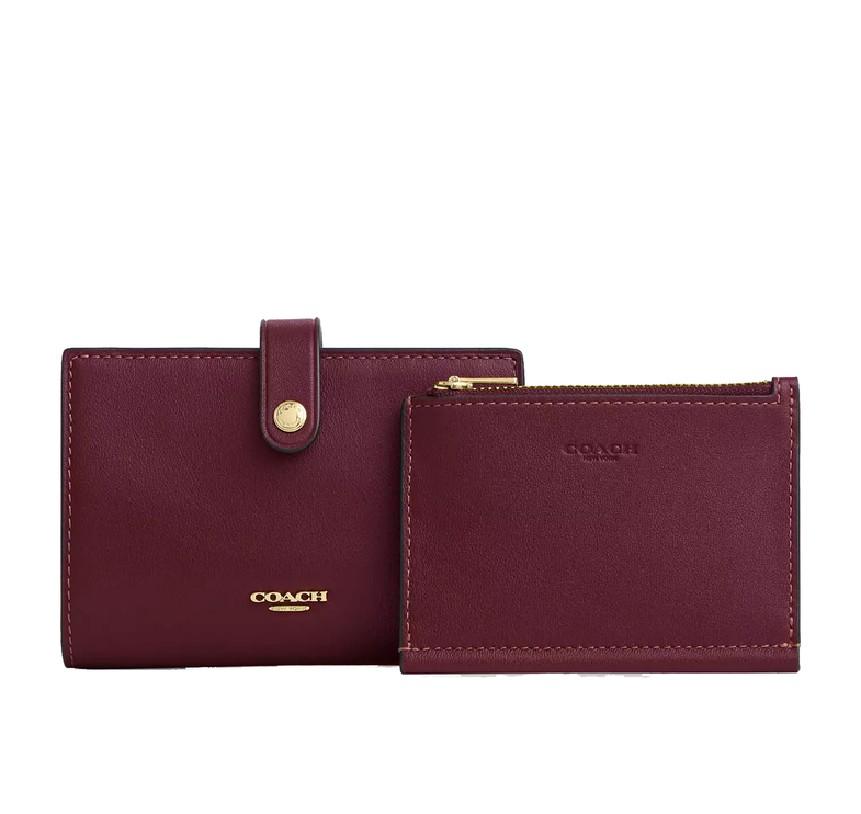 Coach Women's 2-In-1 Wallet Gold/Dark Cherry