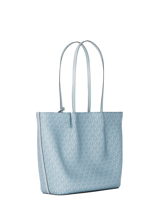 Michael Kors Women's Carson Large Signature Logo Tote Bag Pale Ocean/Silver