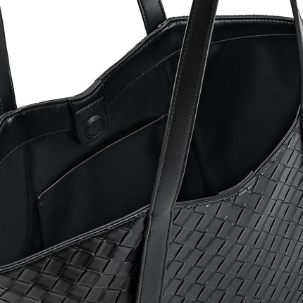 JW PEI Women's Kiana Large Capacity Weave Texture Tote Bag - Black