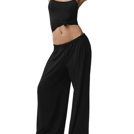alo Women's Alosoft Mid-Rise Finesse Wide Leg Sweatpant Black