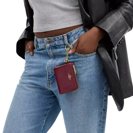 Coach Women's Small Corner Zip Wallet Gold/Dark Cherry