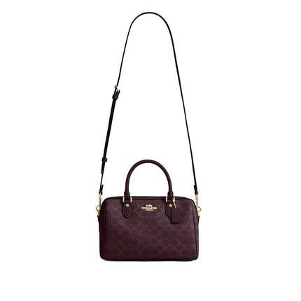 Coach Women's Rowan Satchel Bag In Signature Canvas Gold/Black Currant Multi