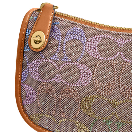 Coach Women's Swinger Bag 20 With Chain In Crystal Signature Jacquard Brass/Rainbow Multi