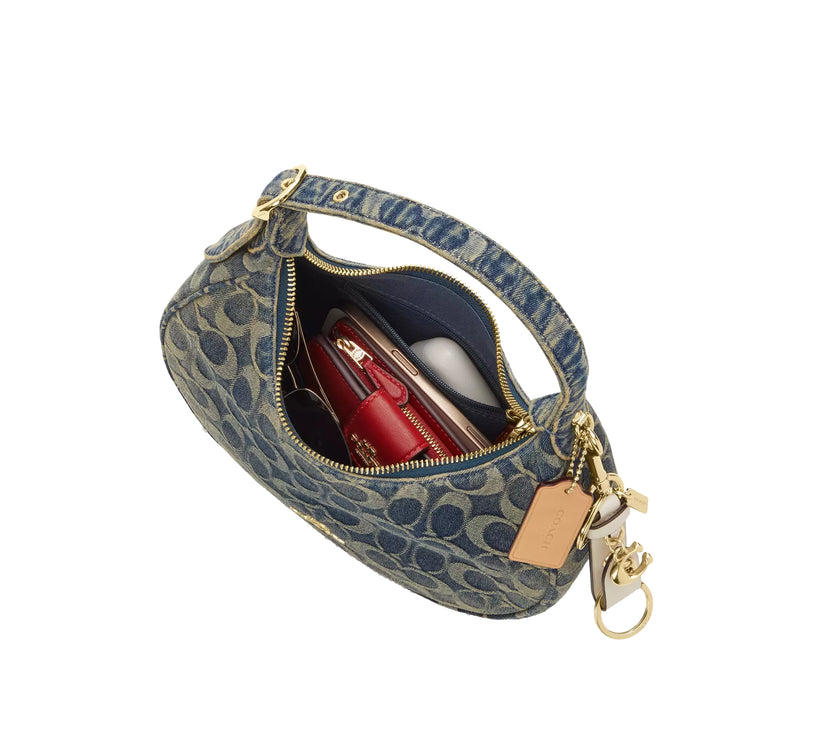 Coach Women's Emily Shoulder Bag In Signature Regenerative Cotton Denim Gold/Denim
