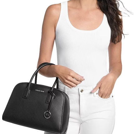 Michael Kors Women's Ashton Medium Satchel Bag Black/Silver
