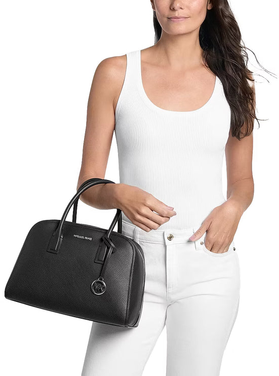 Michael Kors Women's Ashton Medium Satchel Bag Black/Silver
