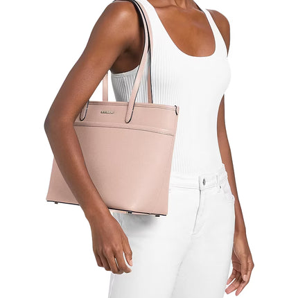 Michael Kors Women's Marlowe Medium Pebbled Leather Pocket Tote Bag Soft Pink/Gold