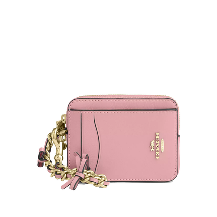 Coach Women's Zip Card Case With Bows Gold/Soft Pink