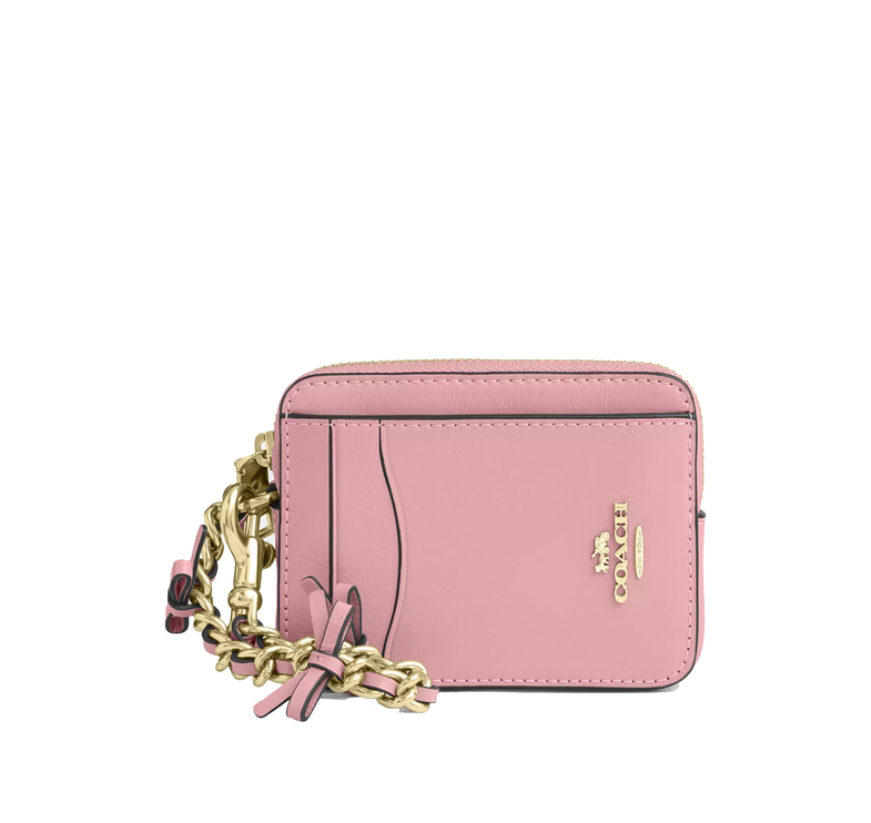 Coach Women's Zip Card Case With Bows Gold/Soft Pink