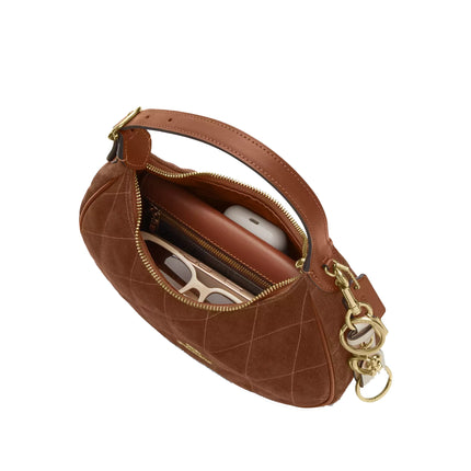 Coach Women's Emily Shoulder Bag With Quilting Suede/Gold/Warm Brown