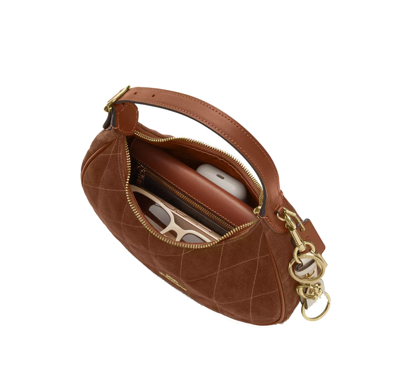 Coach Women's Emily Shoulder Bag With Quilting Suede/Gold/Warm Brown