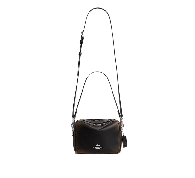 Coach Women's Carey Crossbody Bag In Loved Leather Silver/Black Brown