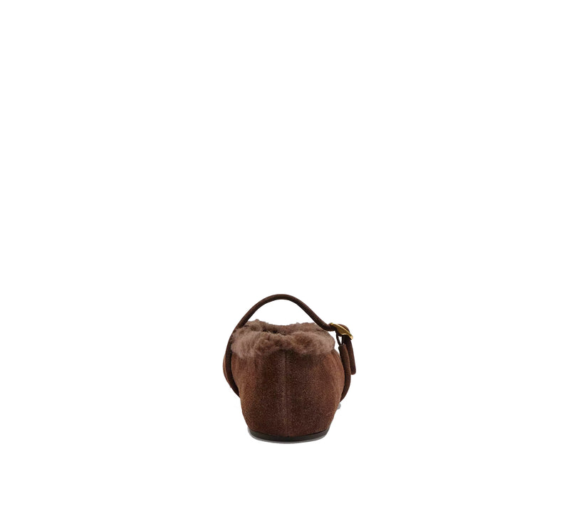 Coach Women's Sculpted C Mary Jane In Shearling Chocolate Brown