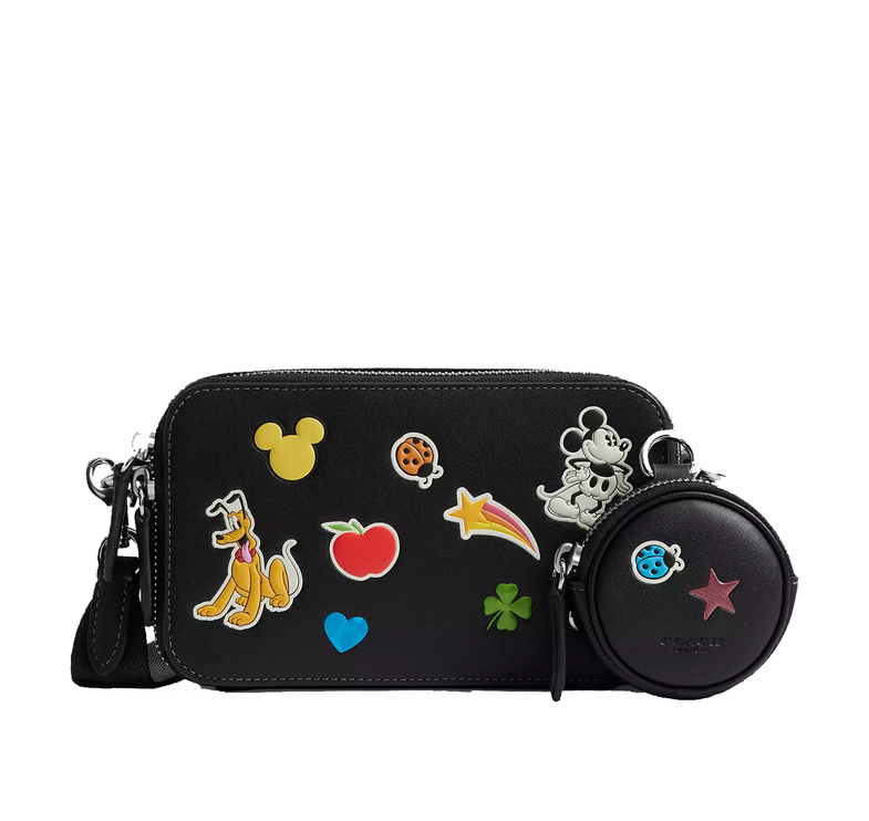 Coach Unisex Disney X Coach Charter Slim Crossbody Bag With Sticker Print Black