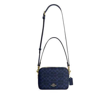 Coach Women's Carey Crossbody Bag In Signature Canvas Gold/Navy