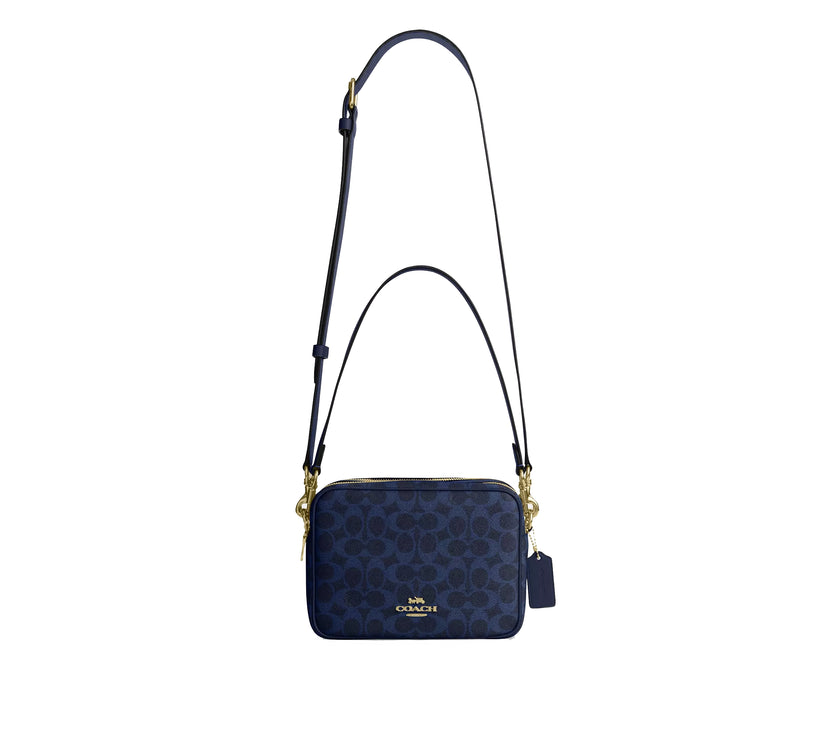 Coach Women's Carey Crossbody Bag In Signature Canvas Gold/Navy