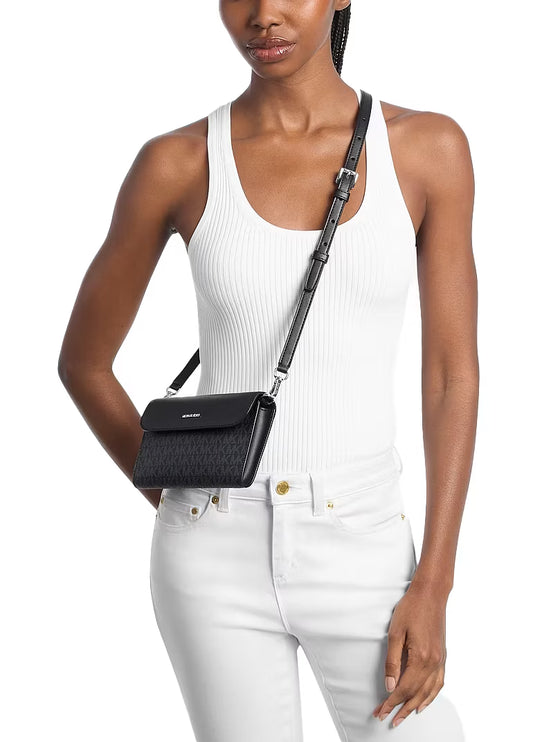Michael Kors Women's Jet Set Travel Large 3-in-1 Signature Logo Tote Bag Black/Silver
