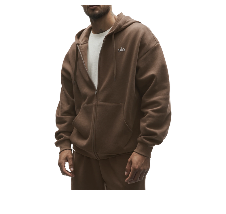 alo Men's Accolade Full Zip Hoodie Java Brown