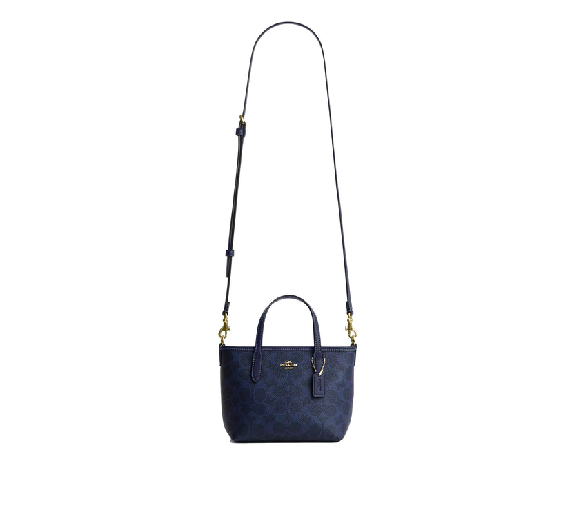 Coach Women's City Mini Tote Bag In Signature Canvas Gold/Navy