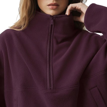 alo Women's Polar Fleece Retreat Cover Up Rich Bordeaux