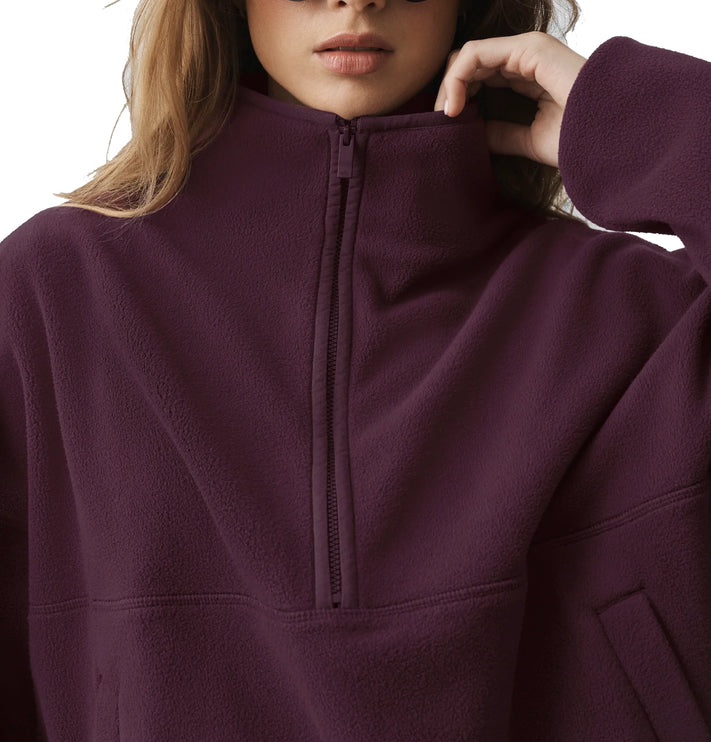 alo Women's Polar Fleece Retreat Cover Up Rich Bordeaux