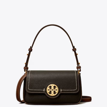 Tory Burch Women's Mini Leather Flap Shoulder Bag Black