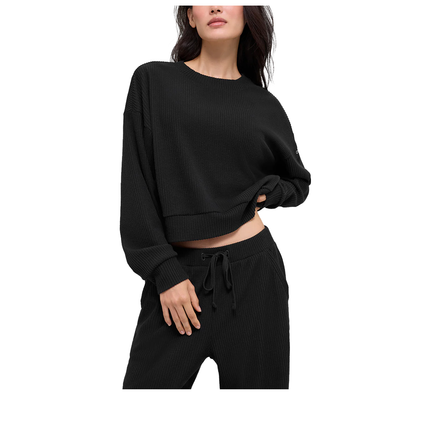 alo Women's Muse Crew Neck Pullover Black