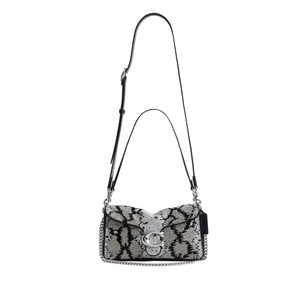 Coach Women's Tabby Shoulder Bag 26 With Beaded Snake Silver/Black