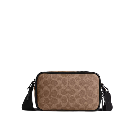 Coach Unisex Colton Crossbody Bag 19 In Signature Canvas Matte Black/Tan Black