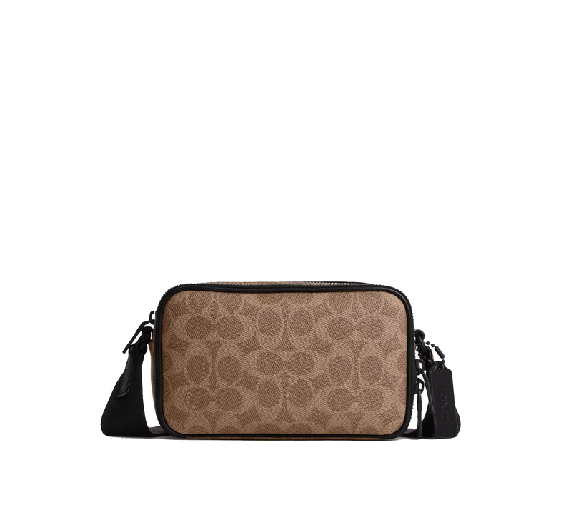 Coach Unisex Colton Crossbody Bag 19 In Signature Canvas Matte Black/Tan Black