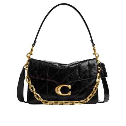 Coach Women's Chain Tabby Shoulder Bag With Quilting Brass/Black