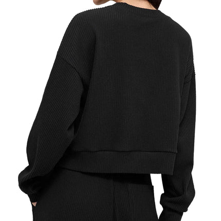 alo Women's Muse Crew Neck Pullover Black