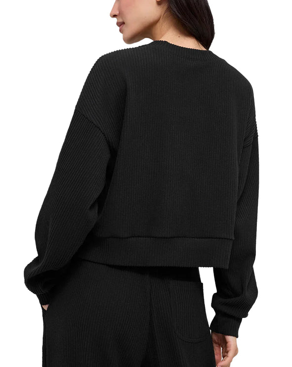 alo Women's Muse Crew Neck Pullover Black