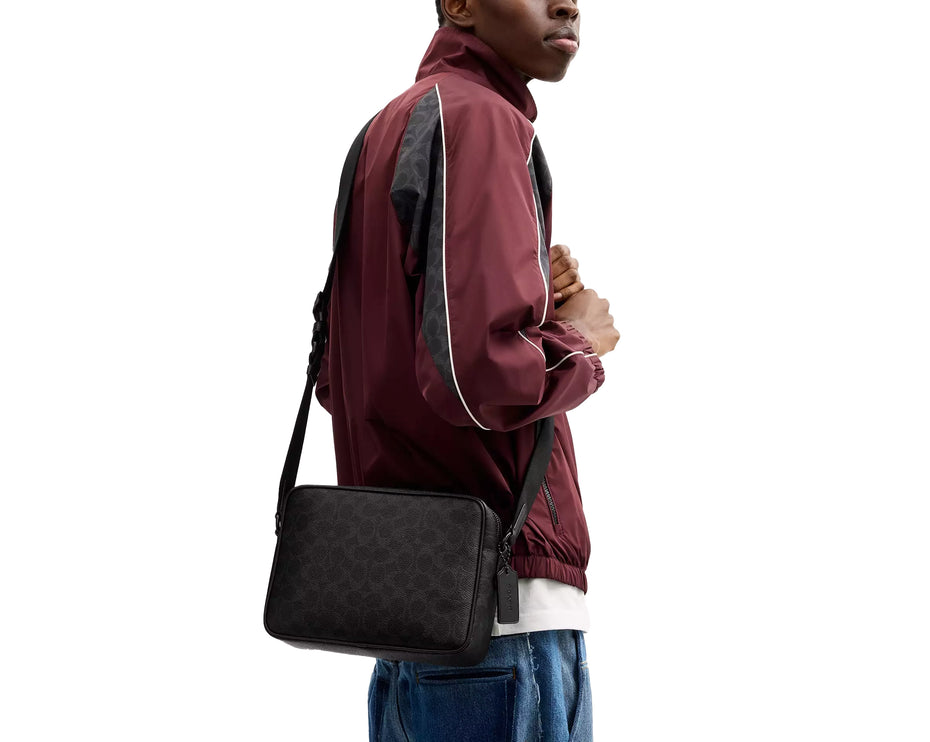 Coach Unisex Colton Crossbody Bag 25 In Signature Canvas Matte Black/Black Signature