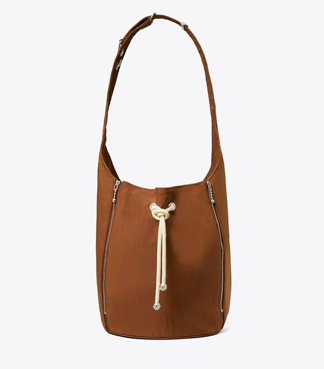 Tory Burch Women's Spaghetti Strap Large Zip Bucket Bag BOURBON VANILLA / French Cream